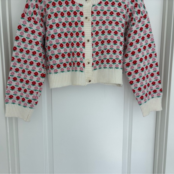 JJ Fairyland Knit Oversized Boxy Cropped Floral Cardigan S/M - Picture 4 of 7